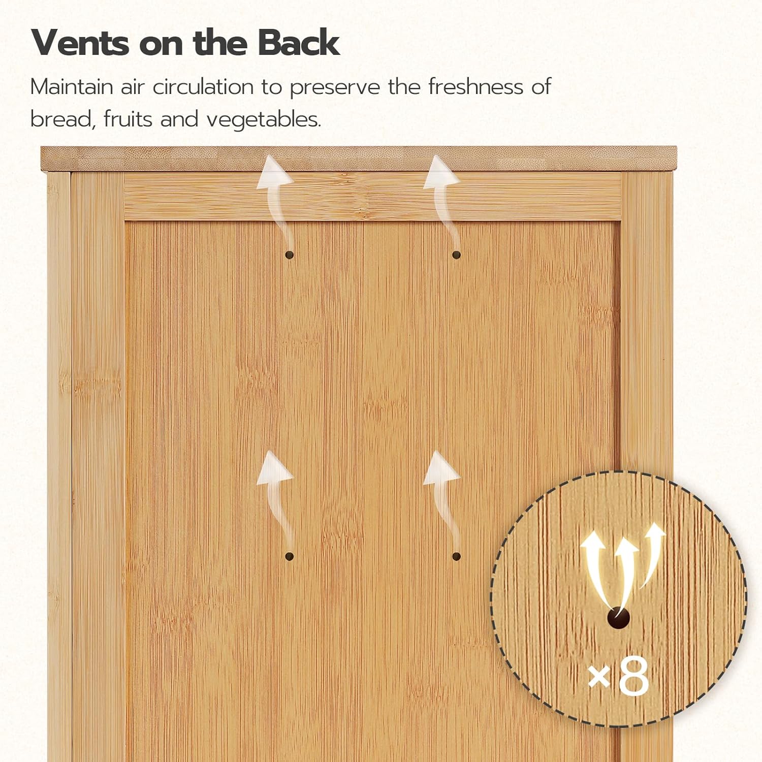 HOOBRO Bamboo Bread Box, Kitchen Countertop Corner Bread Box, Large Capacity 2-Tier Bread Box, Bread Storage Container with Dual Rippled Acrylic Doors, for Kitchen Food Storage, Natural YL12MB01 - Image 7