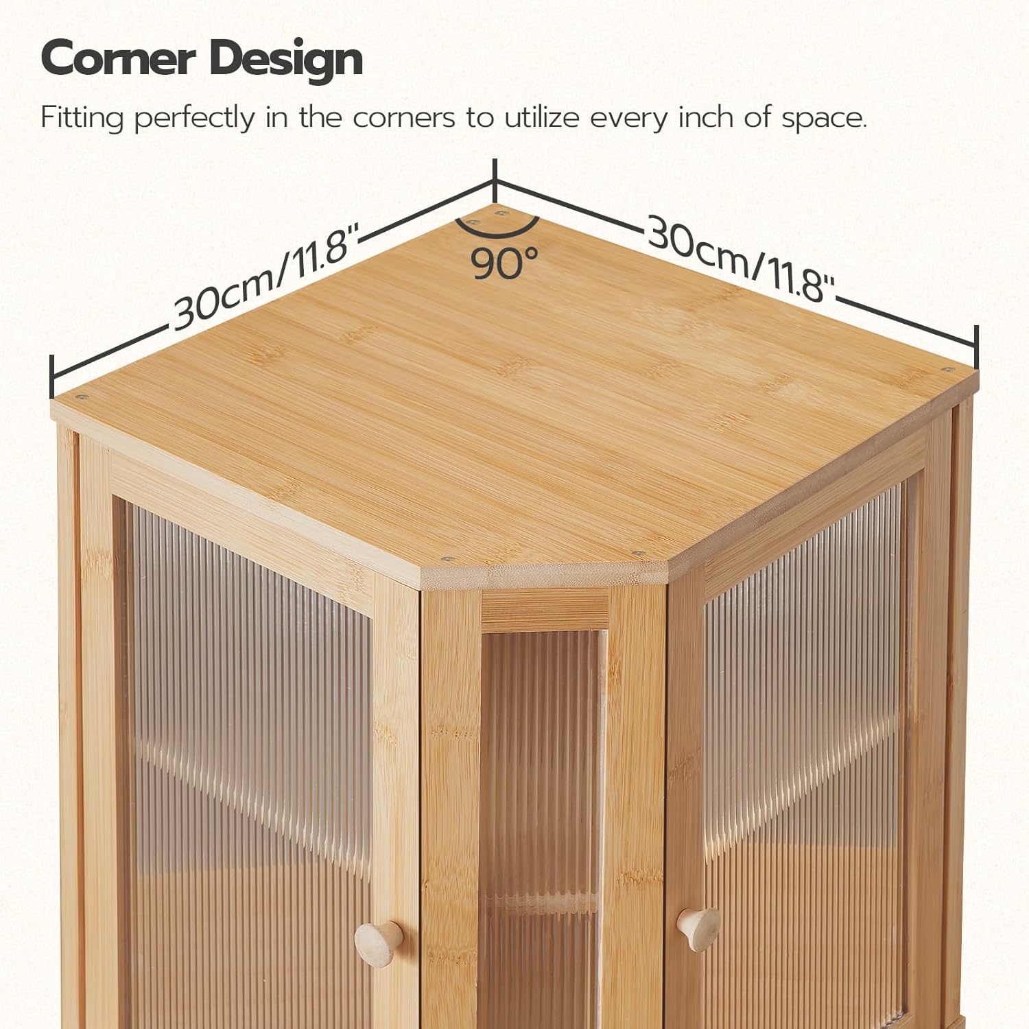 HOOBRO Bamboo Bread Box, Kitchen Countertop Corner Bread Box, Large Capacity 2-Tier Bread Box, Bread Storage Container with Dual Rippled Acrylic Doors, for Kitchen Food Storage, Natural YL12MB01 - Image 8