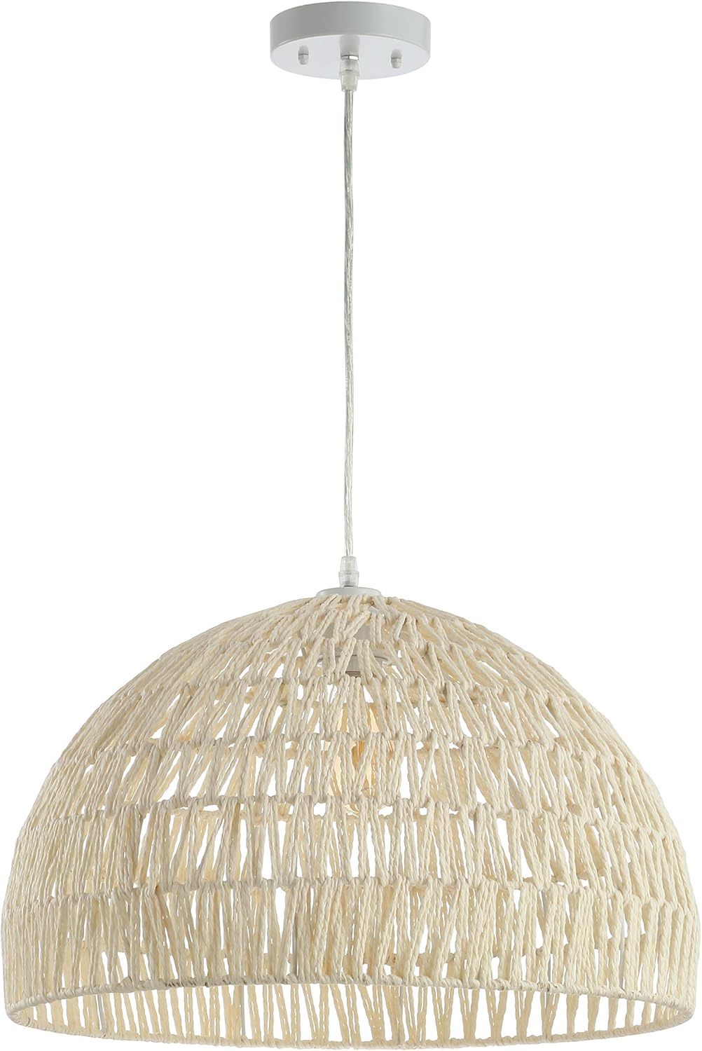 JONATHAN Y JYL6504A Campana 20" 1-Light Bohemian Modern Woven Rattan/Iron LED Pendant Farmhouse Coastal Adjustable Dining Room Living Room Kitchen Island Foyer Bedroom Hallway, Cream - Image 7