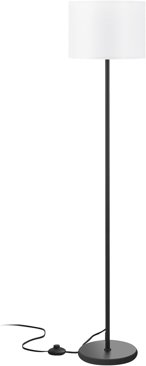 Modern Floor Lamp Simple Design with White Shade, Foot Pedal Switch, 60" Small Tall Lamps for Living Room Bedroom Office Dining Room Kitchen, Black Pole Lamp(Without Bulb) - Image 8